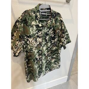Dogg Supply Camo Short Sleeve Shirt/short– Digital Camo Button-Up Streetwear Set